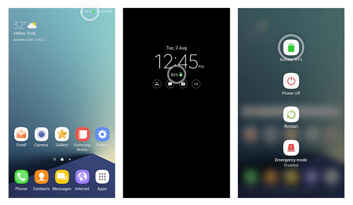 Icona batteria verde Note 7