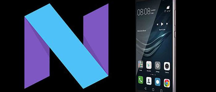Simbolo dell'aggiornamento Android 7.0 Nougat e e Huawei P9