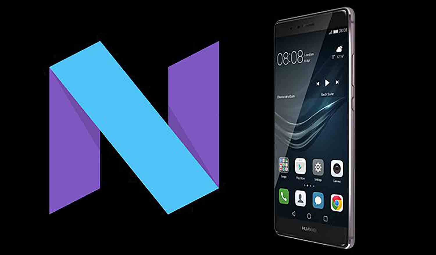 Simbolo dell'aggiornamento Android 7.0 Nougat e e Huawei P9