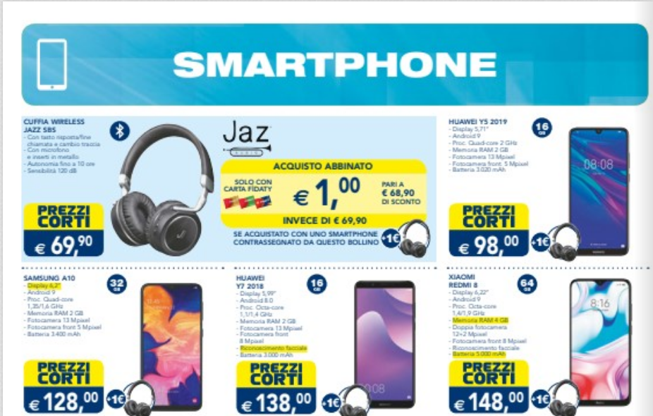 Volantino Esselunga smartphone di tutte le fasce in super offerta