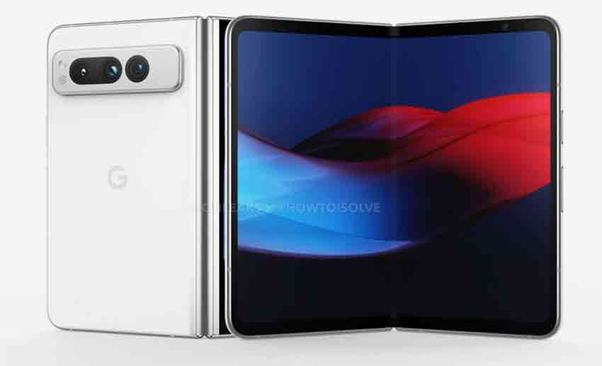 Google Pixel Fold aperto rendering